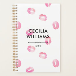 Pink Watercolor Kisses - Name Planer