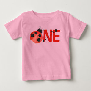 Pink Watercolor Ladybug ONE 1. Geburtstag T - Shir Baby T-shirt