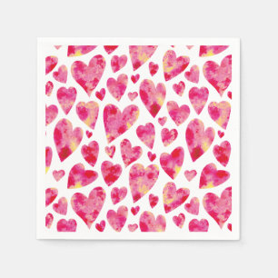 Pink Watercolor Liebe Herzmuster Serviette
