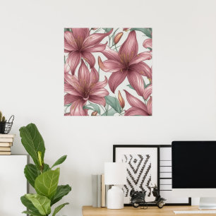 Pink Watercolor Lily Blume Poster