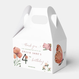 Pink Watercolor Little Poppies 4. Geburtstag Geschenkschachtel