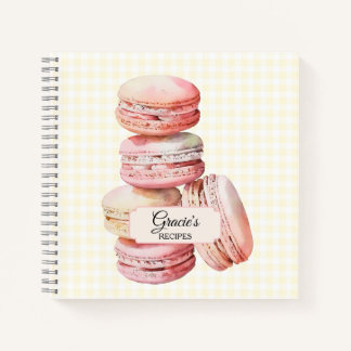 Pink Watercolor Macaron Rezept Notizbuch