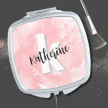 Pink Watercolor Monogram Taschenspiegel<br><div class="desc">Eine weiche, rot-rosa Aquarellwand bietet die Leinwand für ein niedliches und zeitgenössisches Monogramm mit Initialen und Namen. Die Schwarz-Weiß-Farbpalette des Monogrammes, bestehend aus modernen Schriftart, die mit einem Script-Schriftart vermischt sind, verleiht dem Programm einen schlichten und dennoch lustigen Charme. Ob Sie Ihren Vor- oder Nachnamen gewollt haben, liegt bei Ihnen!...</div>
