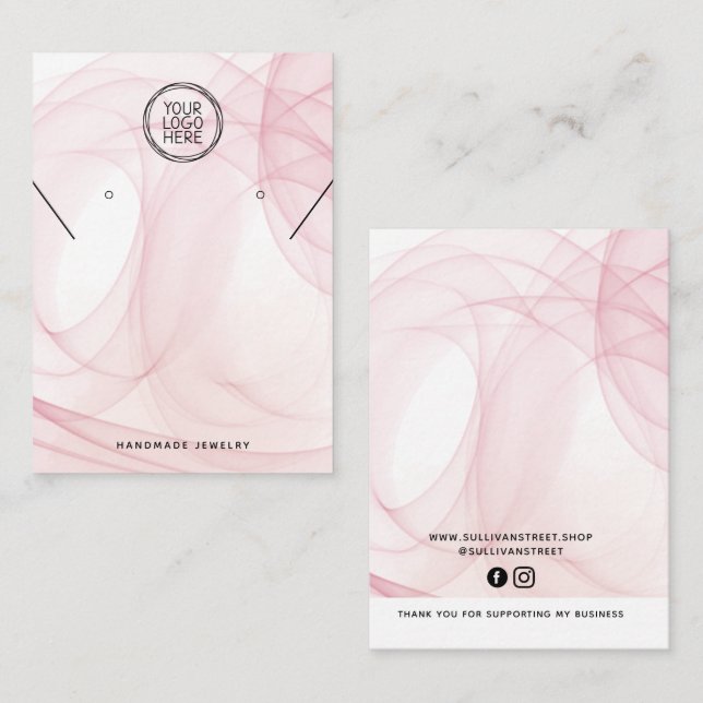 Pink Watercolor Necklecklecklerrings Display Card Telefonnummerkarte (Vorne/Hinten)