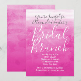 Pink Watercolor Ombre Modern Bridal Brunch Dusche Einladung