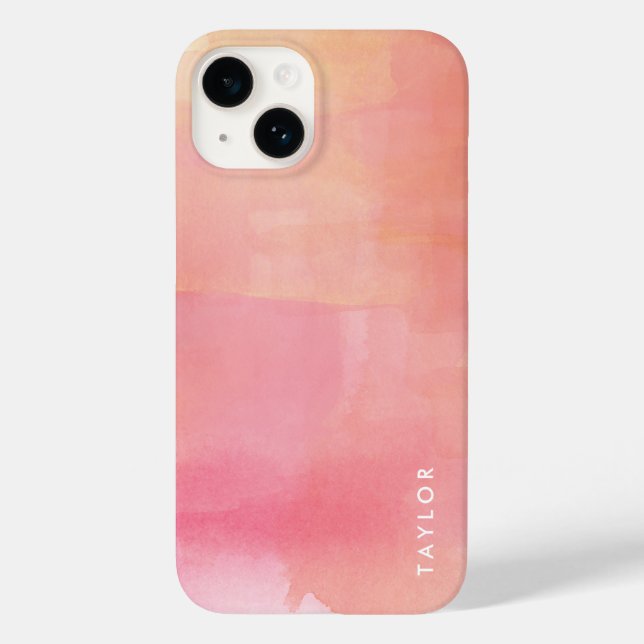 Pink Watercolor Ombre Name Case-Mate iPhone Hülle (Rückseite)