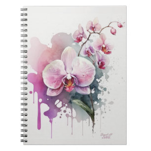 Pink Watercolor Orchid Notizblock