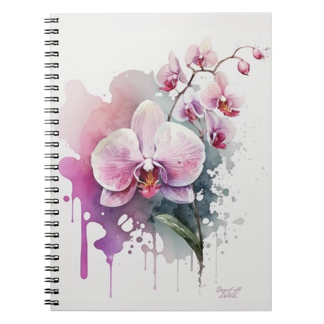 Pink Watercolor Orchid Notizblock (Vorderseite)