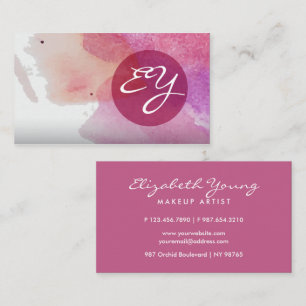Pink Watercolor Paint Spritzer Abstrakt Visitenkarte