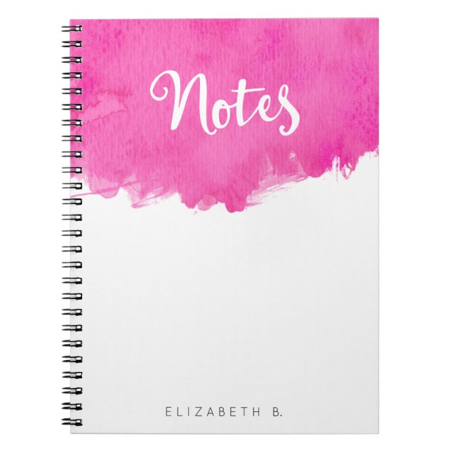 Pink Watercolor Paint Spritzer "Notes" Notizblock (Vorderseite)