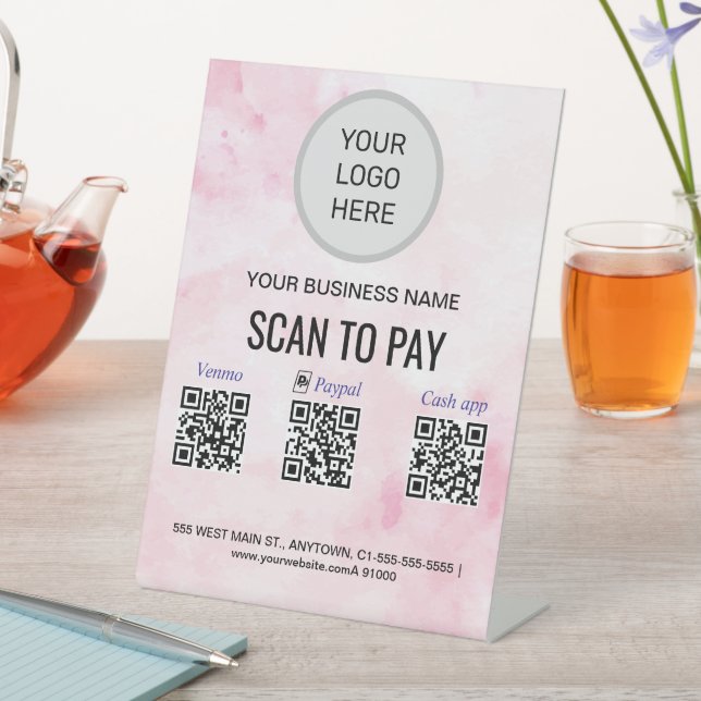 Pink Watercolor Pedestal-Zeichen Sockelschild (In Situ)