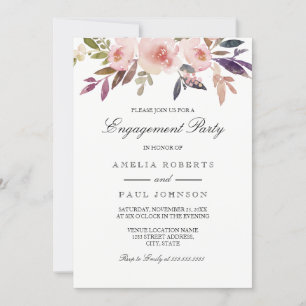 Pink Watercolor Peonies Engagement Party einladen Einladung