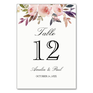Pink Watercolor Peonies Wedding Tischnummer Cards