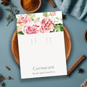 Pink Watercolor Peony Floral Loop Hoop Holder Visitenkarte