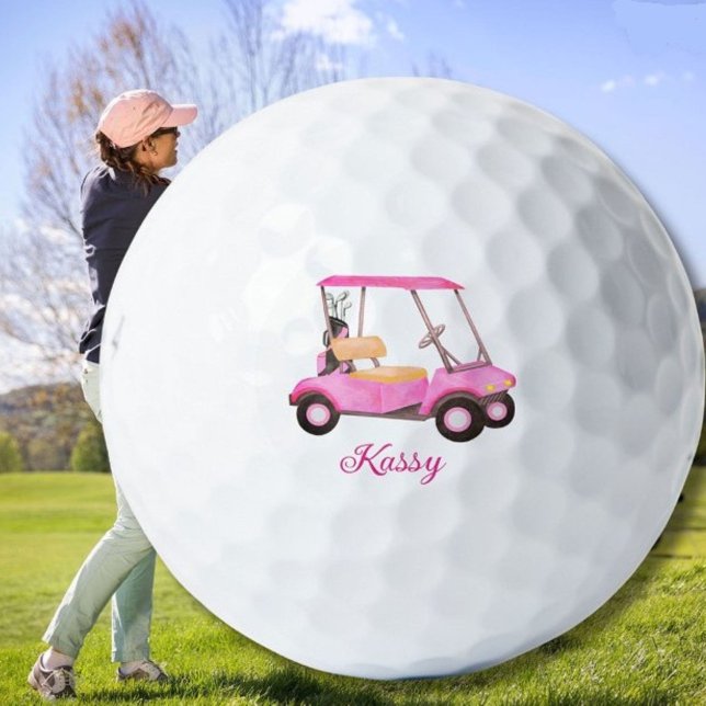 Pink Watercolor Personalisiert Golf Cart Golf Club Golfball (Von Creator hochgeladen)