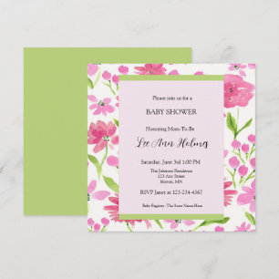 Pink Watercolor Personalisierte Blütendusche Einladung