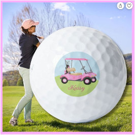 Pink Watercolor Personalisierter Golfplatz Golfball