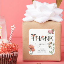 Pink Watercolor Poppies Vielen Dank