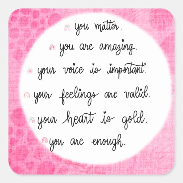 Pink Watercolor Positive Affirmative Aufkleber (Vorderseite)