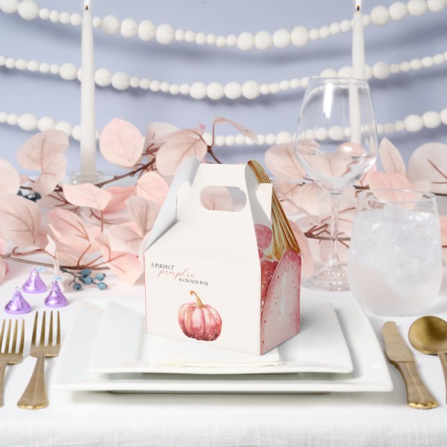Pink Watercolor Pumpkin Baby Dusche Box Geschenkschachtel (Hochzeit)