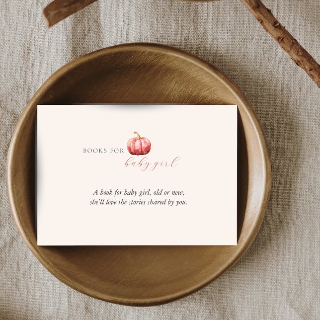 Pink Watercolor Pumpkin Books for Baby Begleitkarte (Pink Pumpkin Baby Books Enclosure Card)