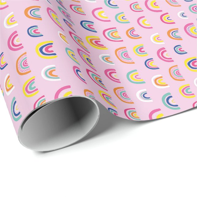 Pink Watercolor Rainbow Geschenkpapier (Rolleneckpunkt)
