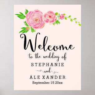 Pink Watercolor Ranunculus Wedgeposter Poster
