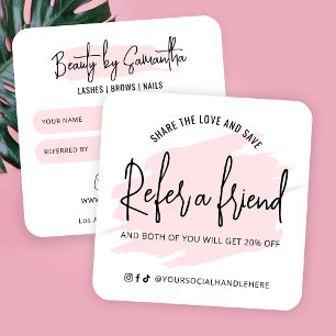 Pink Watercolor Referat Ein freundlicher Salon Quadratische Visitenkarte