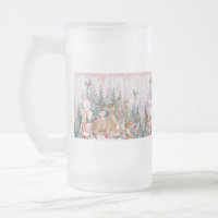 Pink Watercolor Reindeer, Snowman Merry Christmas