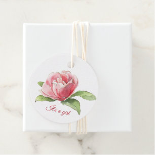 Pink Watercolor Rose Bevorzugung Tags Geschenkanhänger