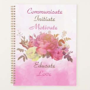Pink Watercolor Rose Floral Business Planner Planer