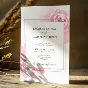Pink Watercolor Rose Hochzeit Einladung