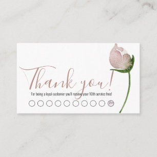 PINK WATERCOLOR ROSE LOYALTY CARD VISITENKARTE