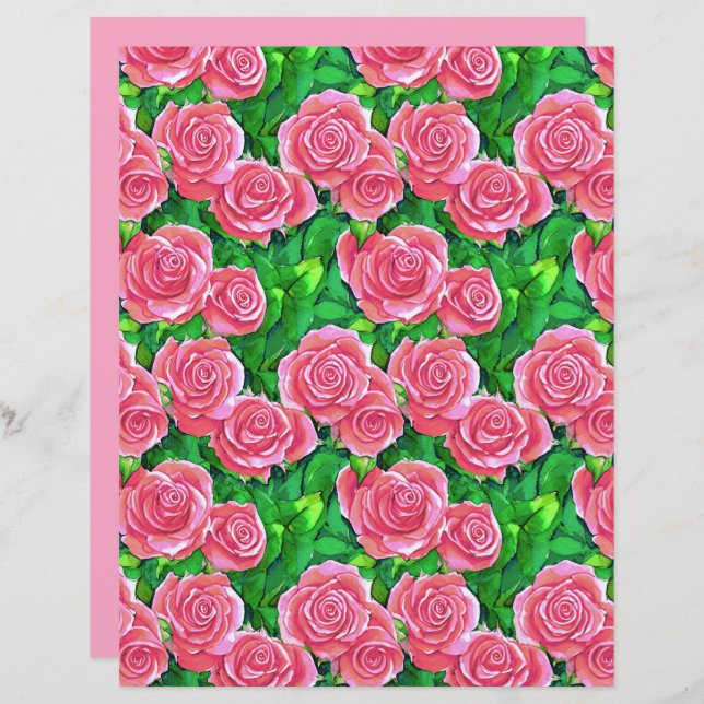 Pink Watercolor Rose Muster (Vorne/Hinten)