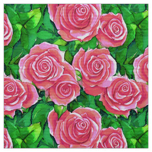 Pink Watercolor Rose Muster Stoff