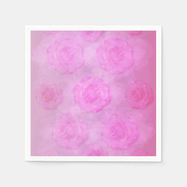 PINK Watercolor Rose Serviette (Vorderseite)