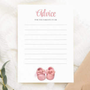 Pink Watercolor Shoes Girl Baby Shower Advice Card Einladung