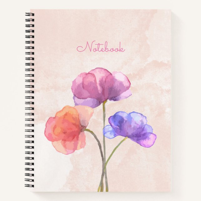 Pink Watercolor Spiral Notebook 8,5" x 11" Notizbuch (Vorderseite)