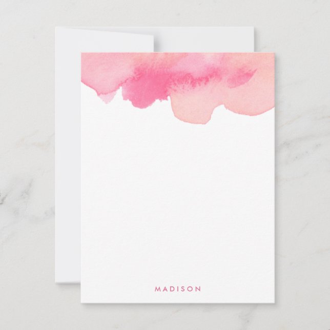 Pink Watercolor Splash Dankeschön Hinweise Einladung (Vorderseite)