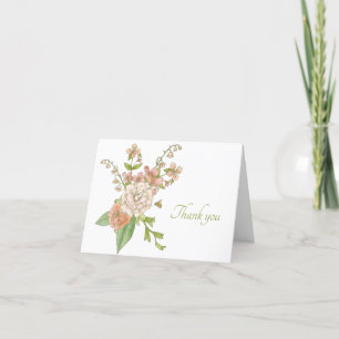 Pink Watercolor Spring Bouquet Danke Karte