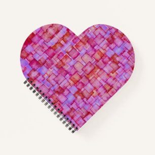 Pink Watercolor Squares Heart Shaped Notebook Notizbuch