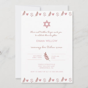 Pink Watercolor Star von David Baby Naming Invitat Einladung