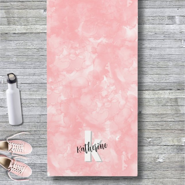 Pink Watercolor Stilvolle Moderne Initial Yogamatte (Simple Stylish Modern Watercolor Pink Monogrammed Yoga Mat)
