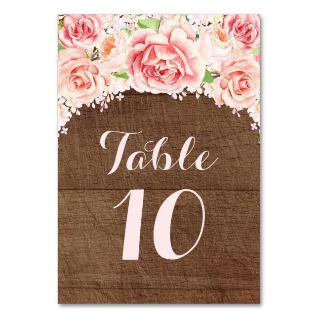 Pink Watercolor Tischnummer Cards (Vorderseite)