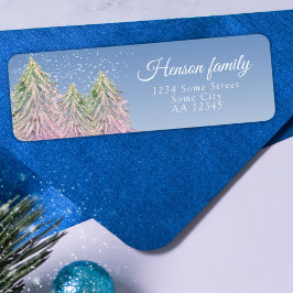 Pink Watercolor Tree Christmas Return Address