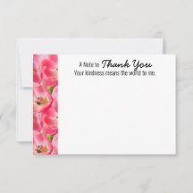 Pink Watercolor Tulip Danke für die Flachkarte