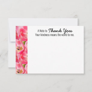 Pink Watercolor Tulip Danke für die Flachkarte