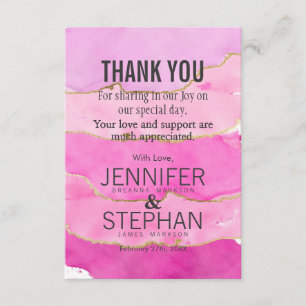 Pink Watercolor und Gold Dankeskarten Dankeskarte