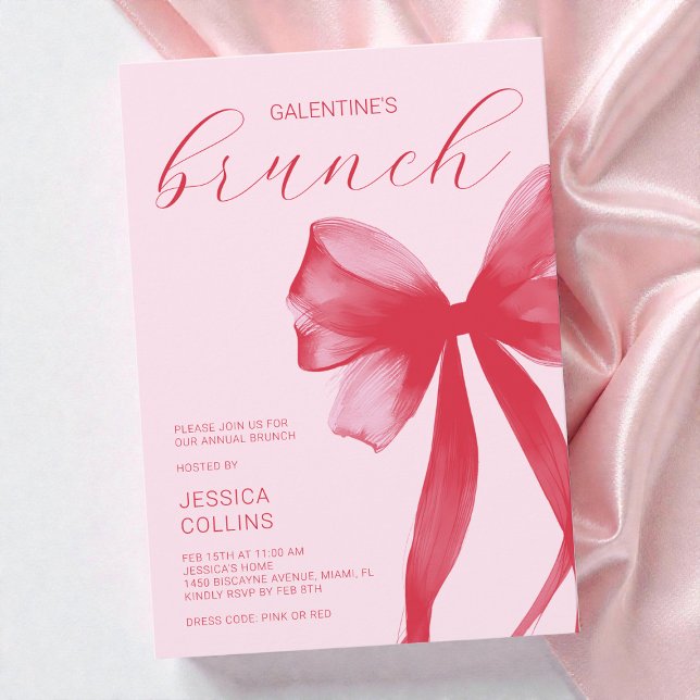 Pink Watercolor Valentine Galentine's Day Brunch Einladung (Pink Watercolor Valentine Galentine's Day Brunch Invitation)