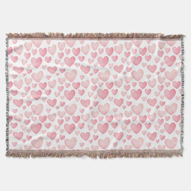 Pink Watercolor Valentine Hearts  Decke (Vorderseite)